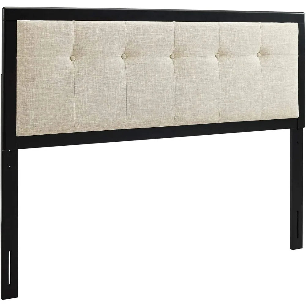 Draper tufted king fabric and wood headboard in black beige - none / united states