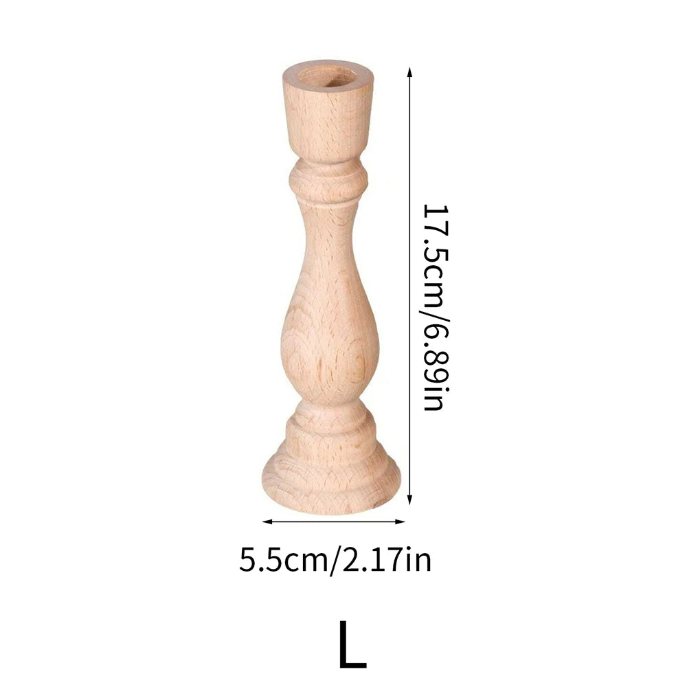 Wooden candlesticks unfinished wood candle holder pillar taper stands for wedding party birthday home table decoration