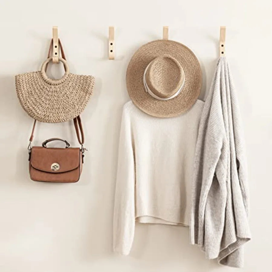 4 pack wooden coat hooks wall for hanging tural oak wood mounted heavy duty entryway co - united states