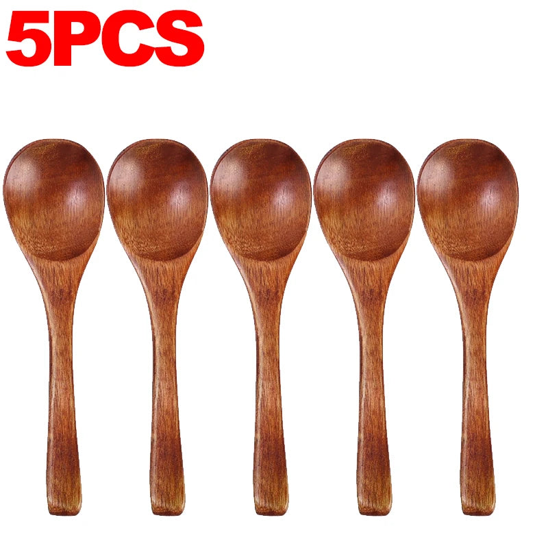 1/20x reusable wooden spoons for dinner coffee milk dessert home kitchen spice condiment salt sugar spoon tableware