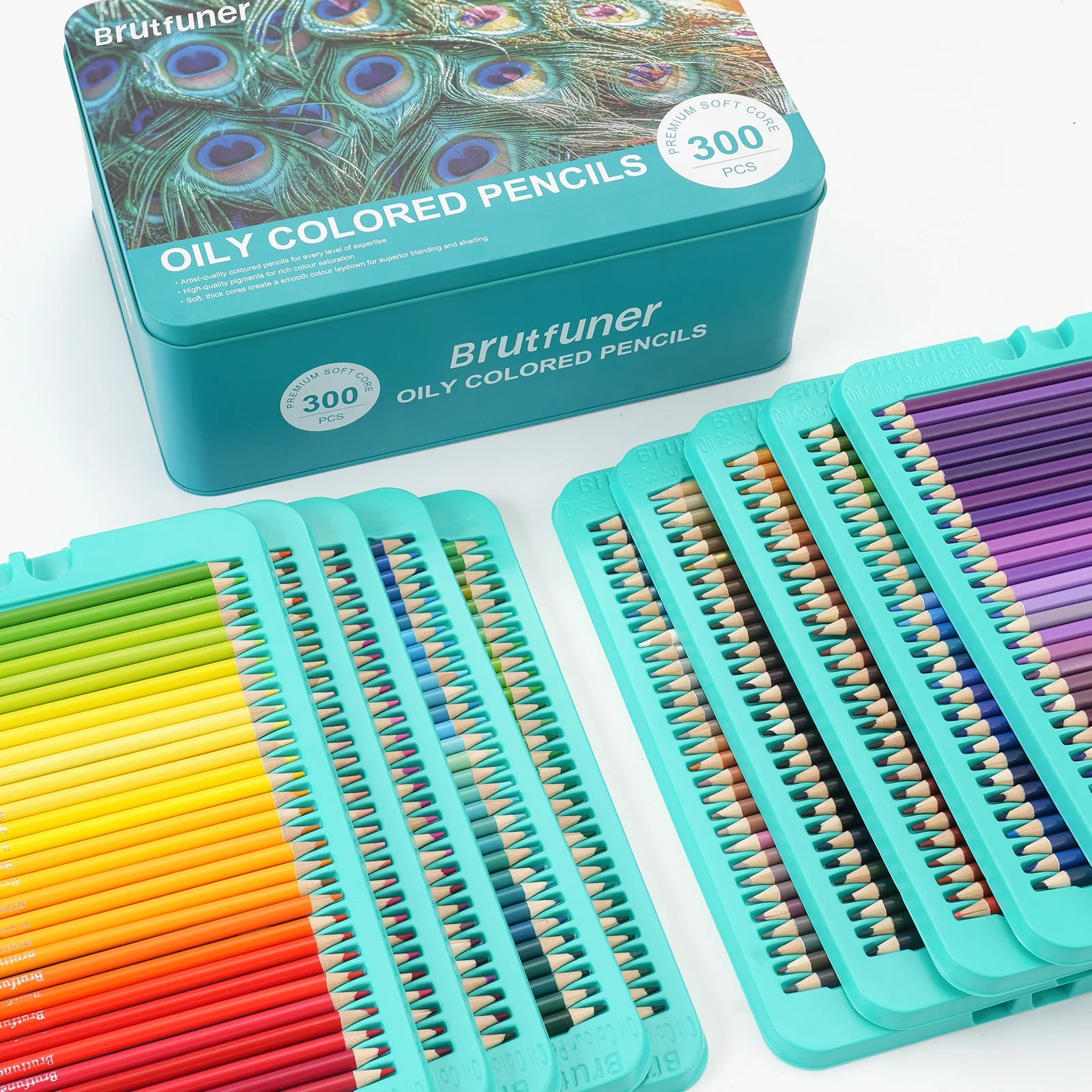 Colored pencils set | 300 premium soft core coloring for adults | organized in presentation tin case - color / united