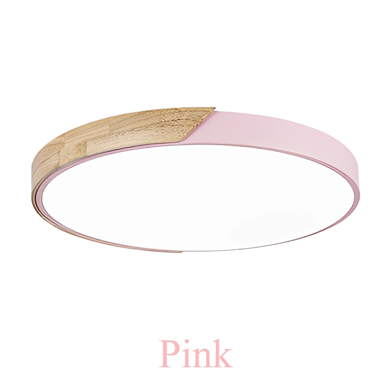 Led ceiling light 12w modern round macaron wooden lamp indoor bedroom living room lighting fixture surface mount - pink
