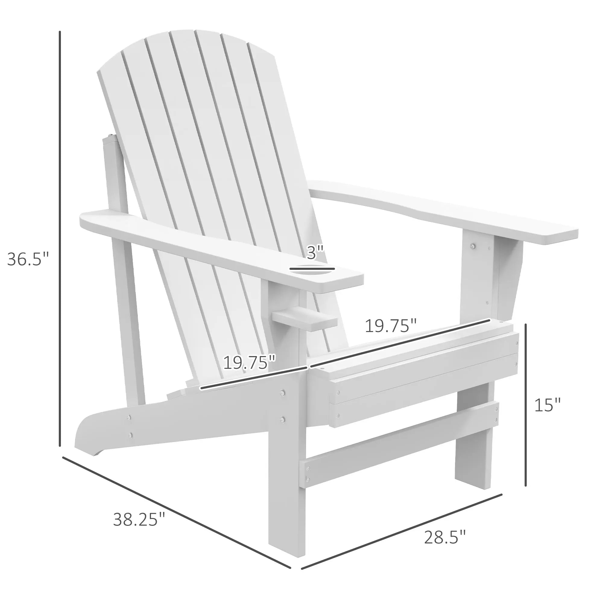 Wood adirondack chair wooden outdoor & patio seating for fire pit white - white / united states