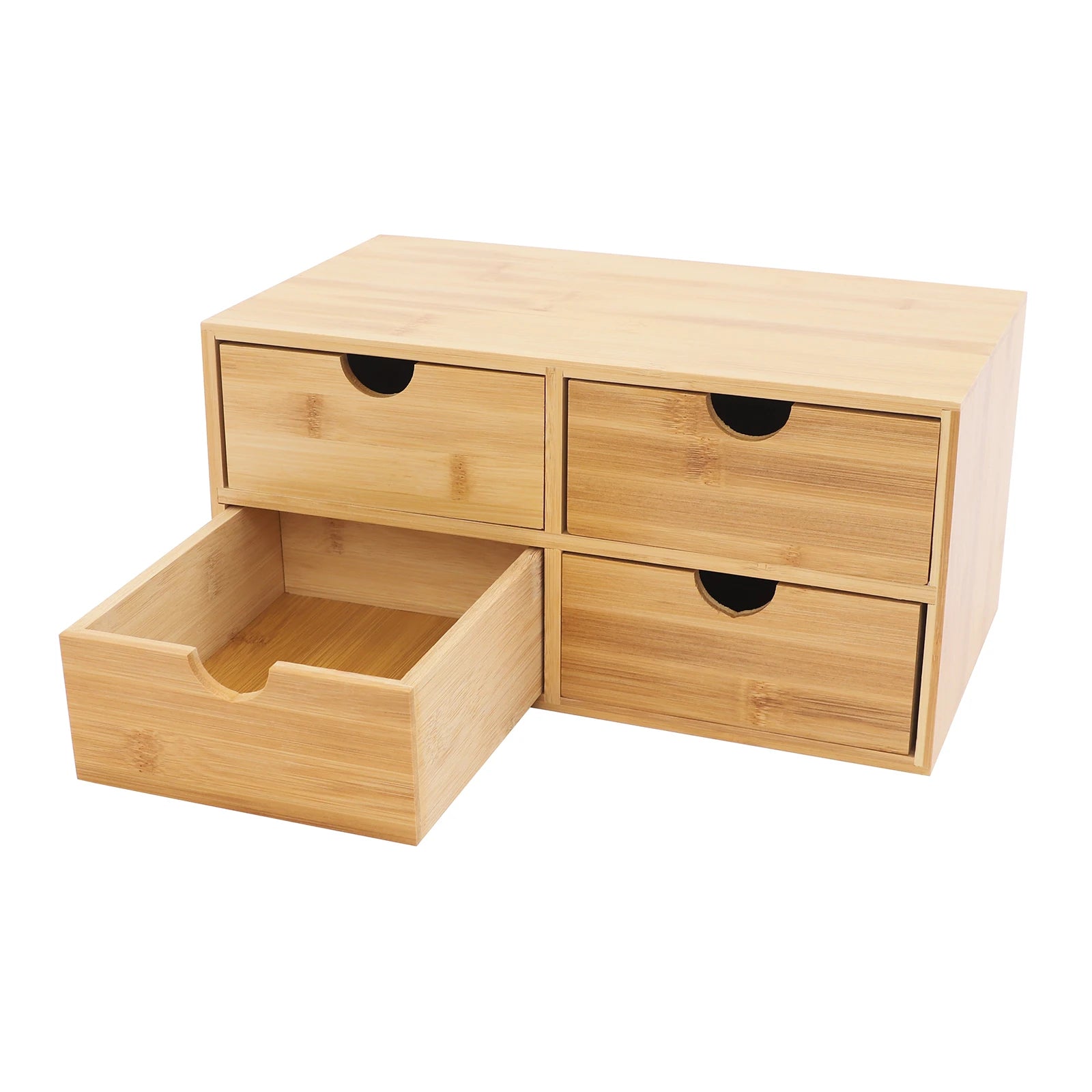 Bamboo 4-drawer desktop organizer 12.99x7.48in wood office desk storage for makeup stationery minimalist home decor