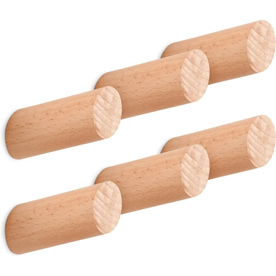 6 pack wood wall hooks wooden coat mount heavy duty robe hat for decorative rustic rack hangers - united states