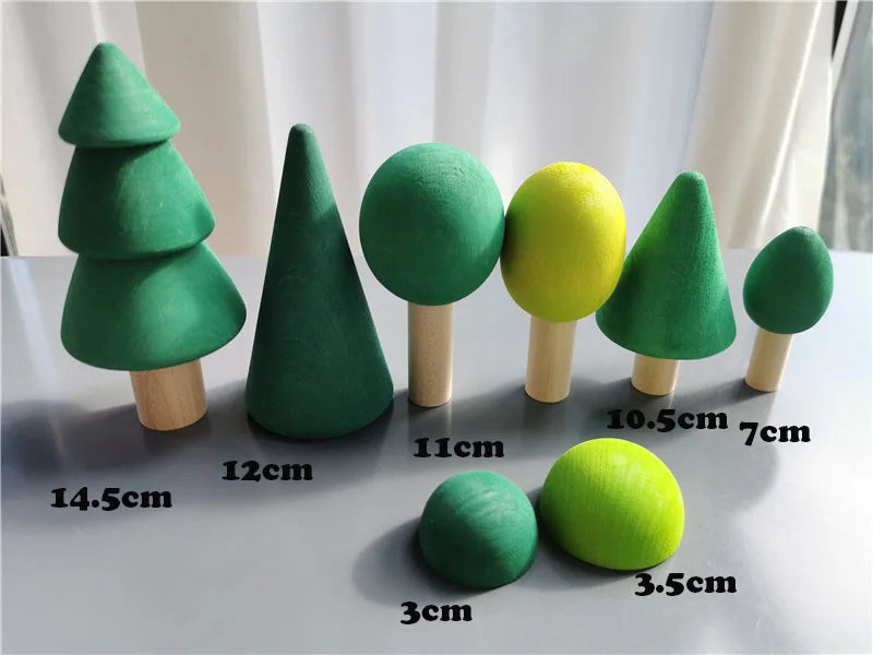 Wood montessori toys rainbow stacking bridge cars matryoshka dolls forest trees for kids educational blocks play