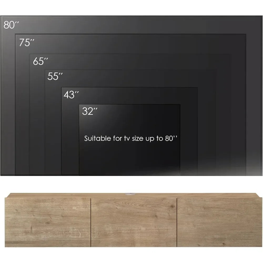 Floating tv stand up to 75 inch wall mounted entertainment center