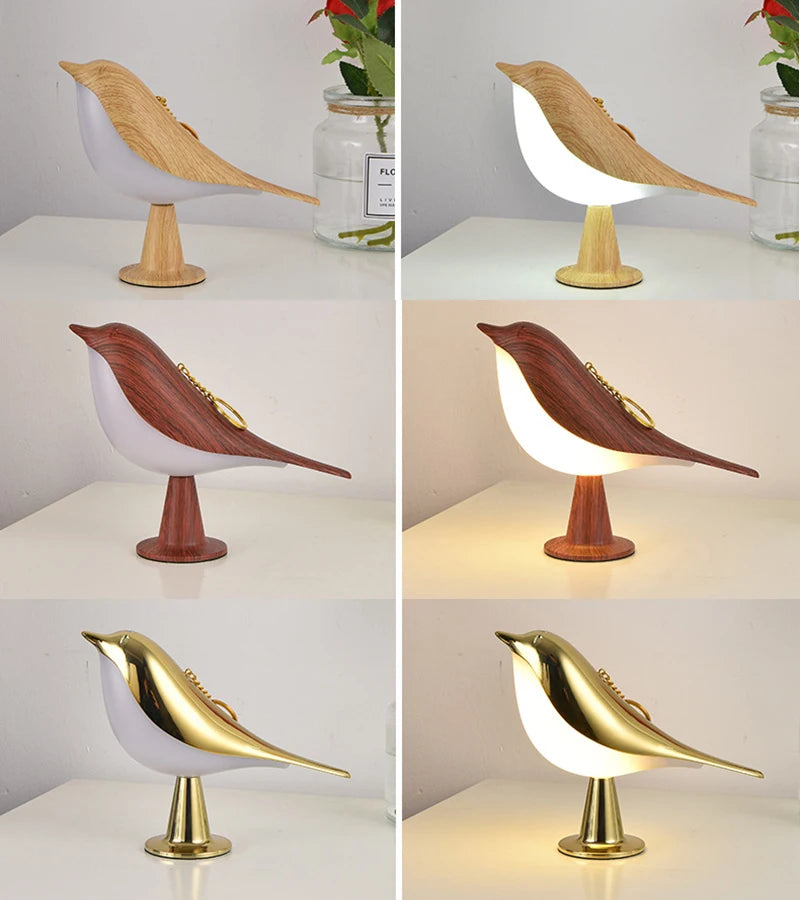 3 colors bedside lamp creative touch switch wooden bird night lights dimming brightness bedroom table reading decor home