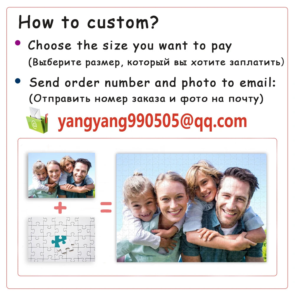 Photo custom jigsaw puzzle 1000 pieces assembling picture wood for adults educational toys puzzles customize