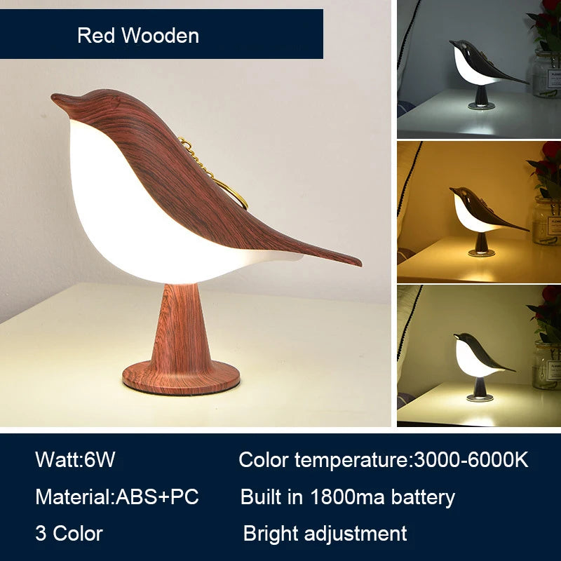 3 colors bedside lamp creative touch switch wooden bird night lights dimming brightness bedroom table reading decor