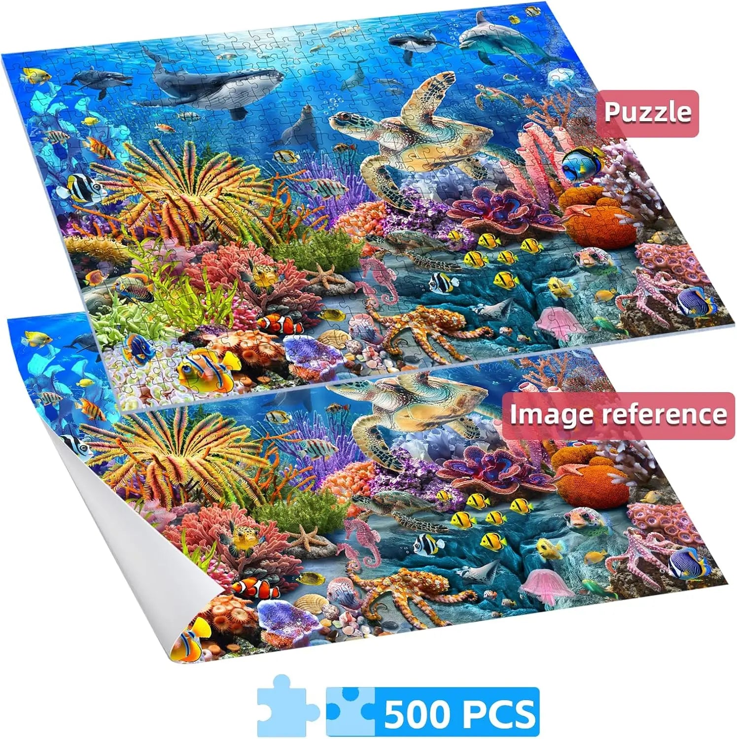 300/500/1000 pcs jigsaw puzzle marine organism wooden focus enhancement therapy office decor meaningful retirement gift