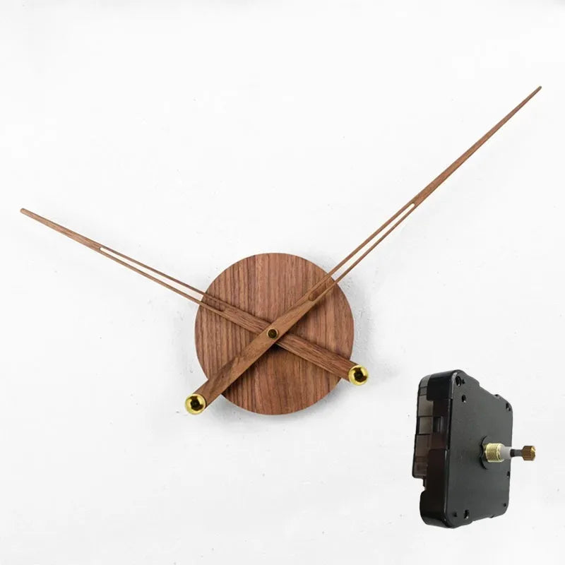 Large solid wood wall clock needles dial high torque quartz movement diy walnut spain hands clocks mechanism silent