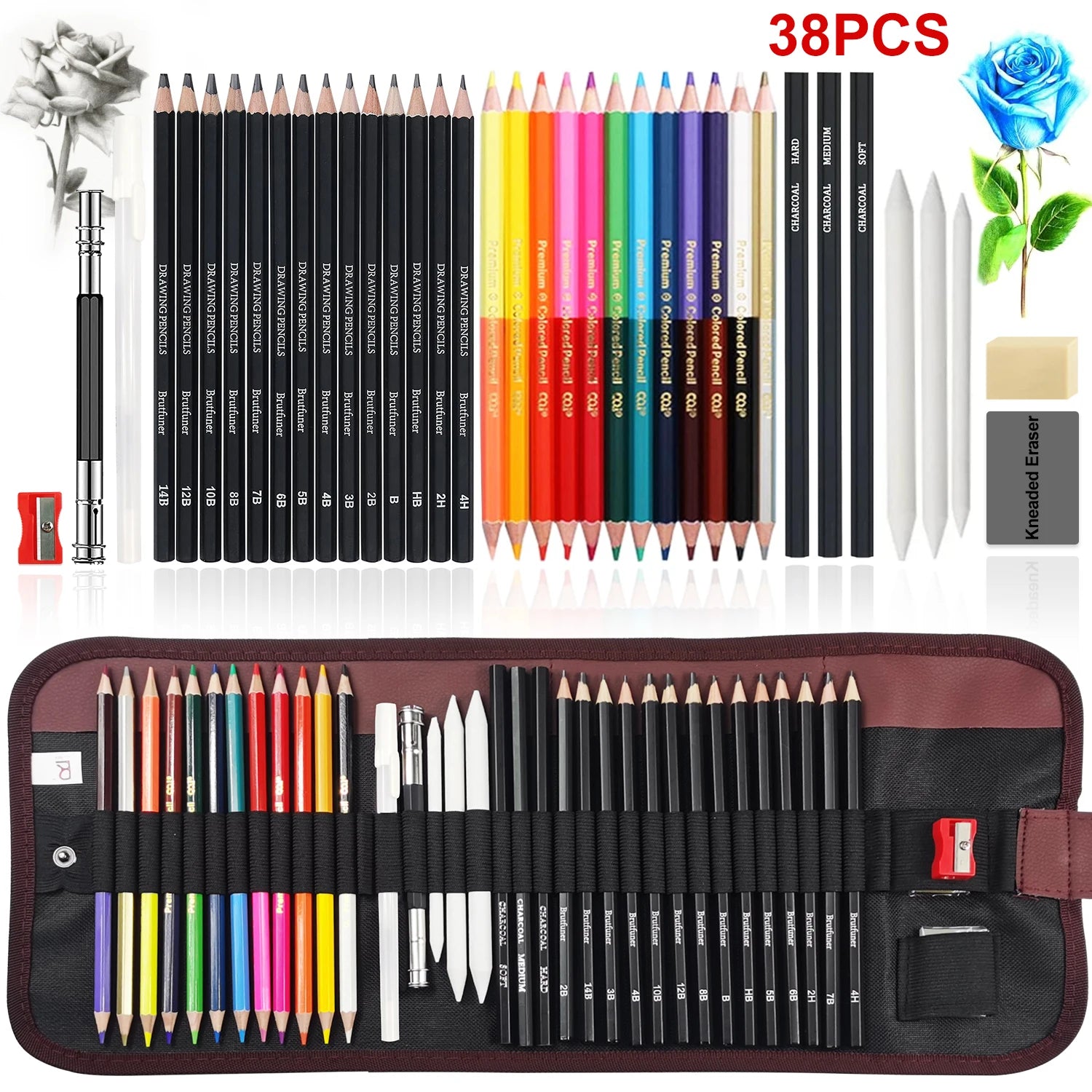 36/38/50/72colored pencils for adults coloring book premium artist pencil set handmade canvas wrap,extra accessories