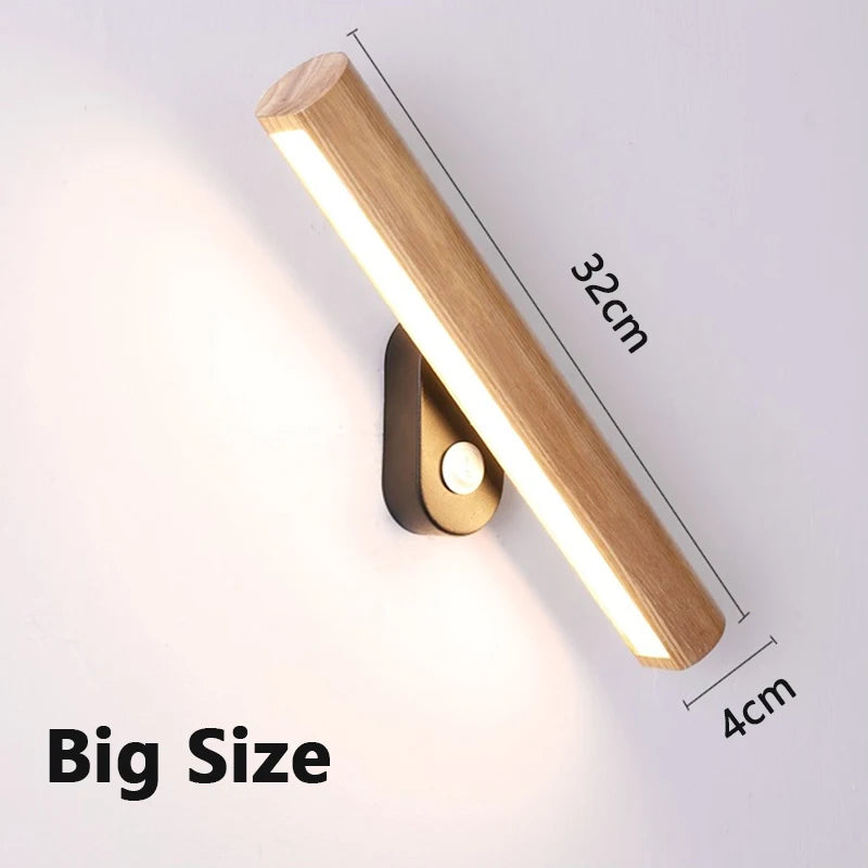 Wood design living room sofa led wall lamps rotatable acrylic lampshade interior sconce light bedroom reading lustre