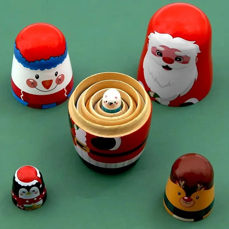 Christmas nesting dolls wooden matryoshka russian handmade toy gift home decor storage favorite fine - as shown