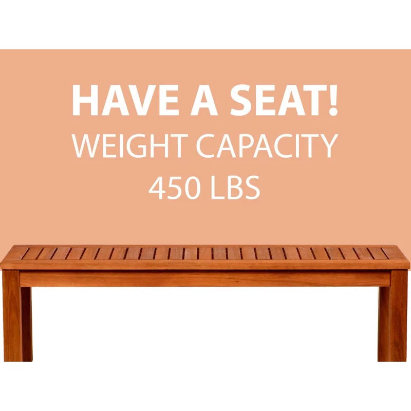 (uux) aster backless patio eucalyptus wood | ideal for outdoors and indoors 53’’ brown bench uq - united states / rice