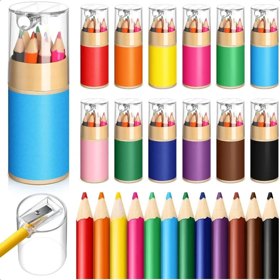 12 sets mini drawing colored pencils bulk with sharpener for 3.5 small colors travel portable pencil set back to sch