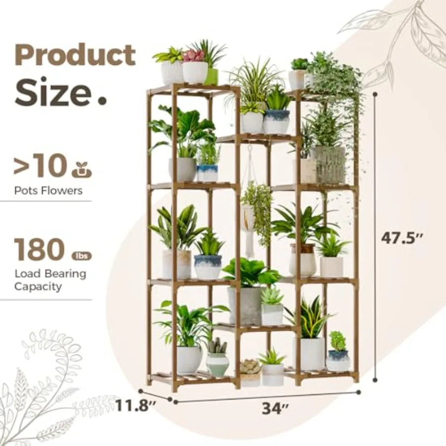 Bamworld plant stand indoor outdoor tall shelf for multiple plants pots wood flower large holder living - united states