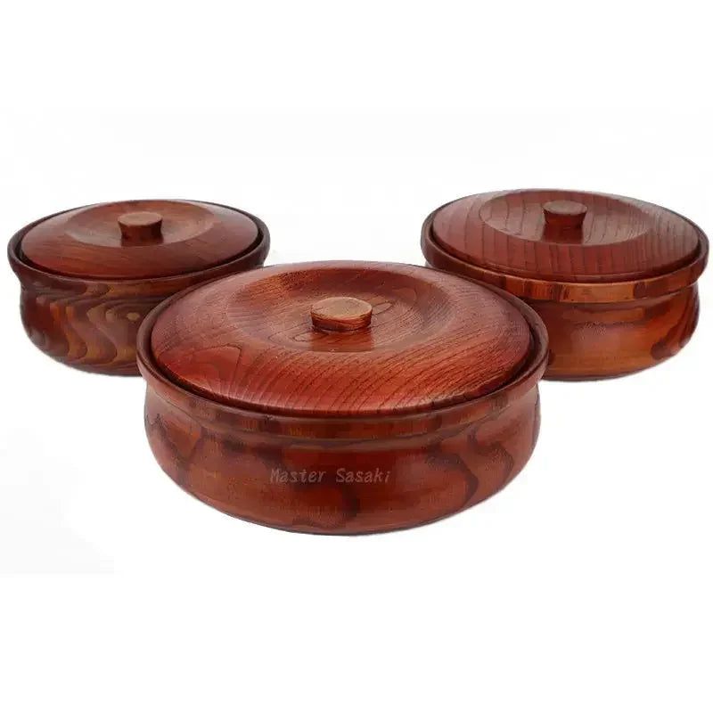 Solid wooden bowl with lid wooden salad reusable serving for salad fruits cereal soup rice everyday use durable