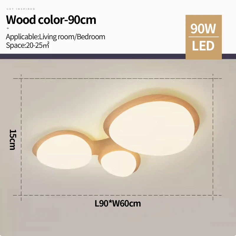 Bedroom light nordic original wood grain color ceiling modern minimalist and creative led restaurant book room lighting