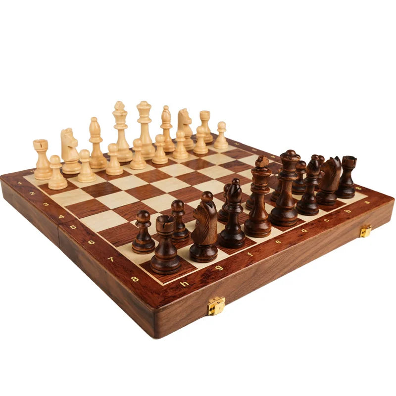 Chess set top grade wooden folding big traditional classic handwork solid wood pieces walnut chessboard children gift