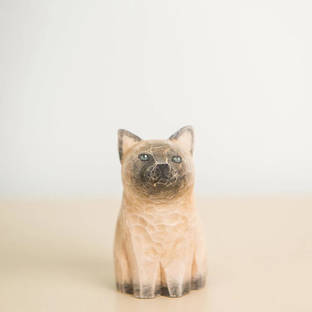 Handcrafted wood carving home decorations decoraciones para el hogar desk accessories room decor handmade vintage cat