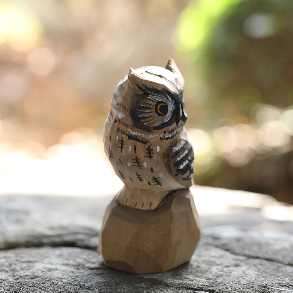 Handcrafted wood carving home decorations decoraciones para el hogar desk accessories room decor handmade owl statue