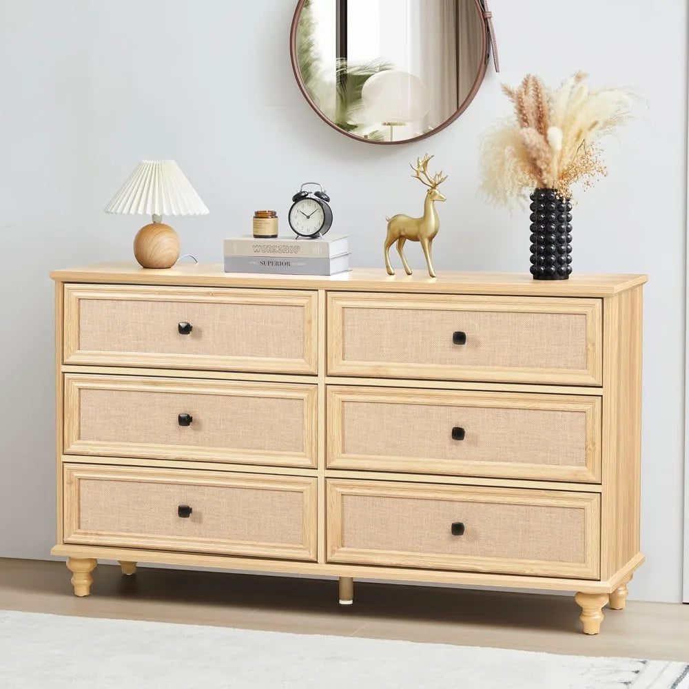 6 drawer dresser for bedroom mid century modern wide wood rustic chest of drawers wooden storage organizer dressers