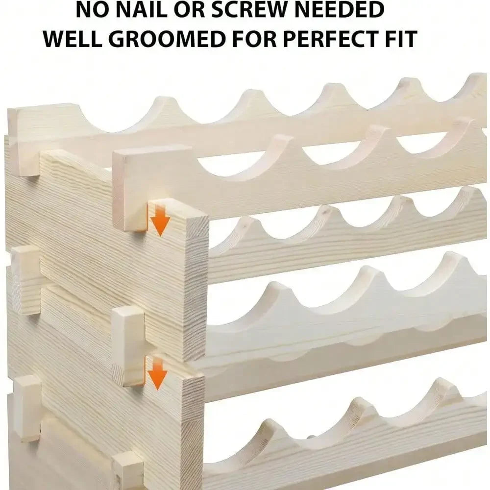 2pcs 6 tiers 72 bottles solid wood wine rack display freestanding shelves - light yellow / united states