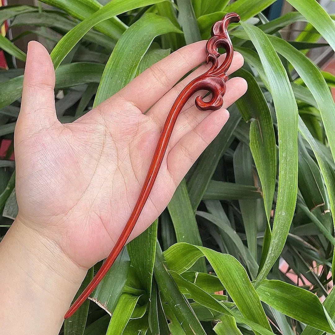 Chinese retro style peach wood handmade carved hairpin hollow out hair stick women styling tools accessories - united