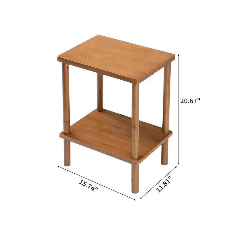 2-tier wooden end table outdoor side with storage shelf small patio coffee weather-resistant for indoor/outdoor - item