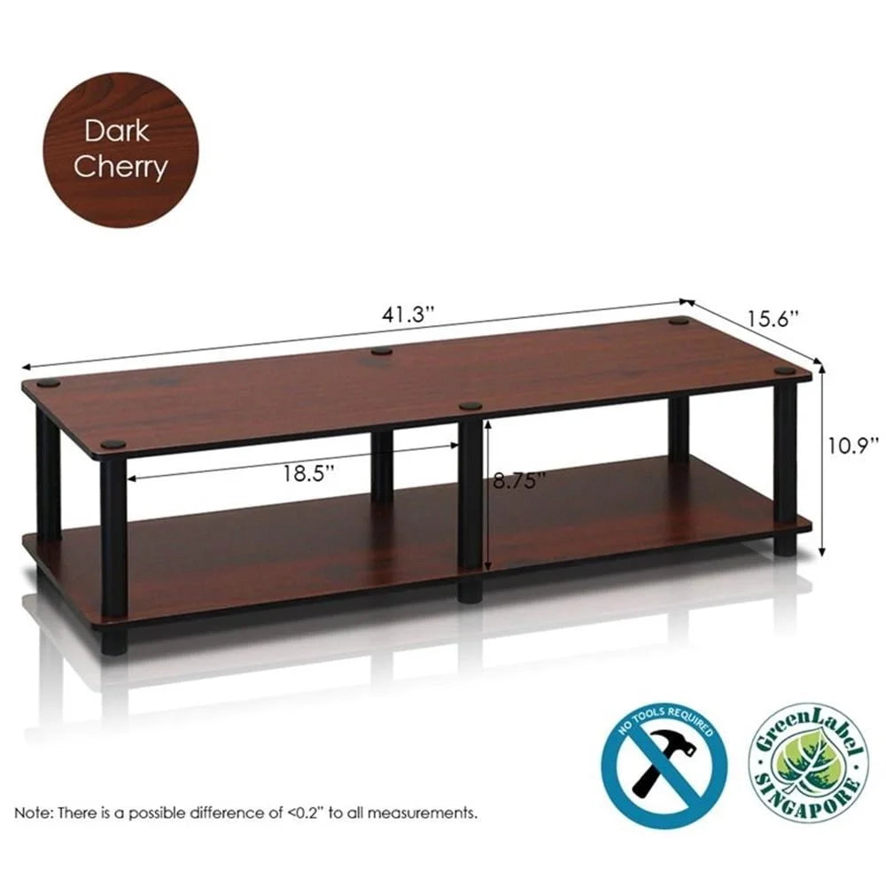 No tools low rise tv stand entertainment center storage table carb compliant composite wood rounded edge design modern