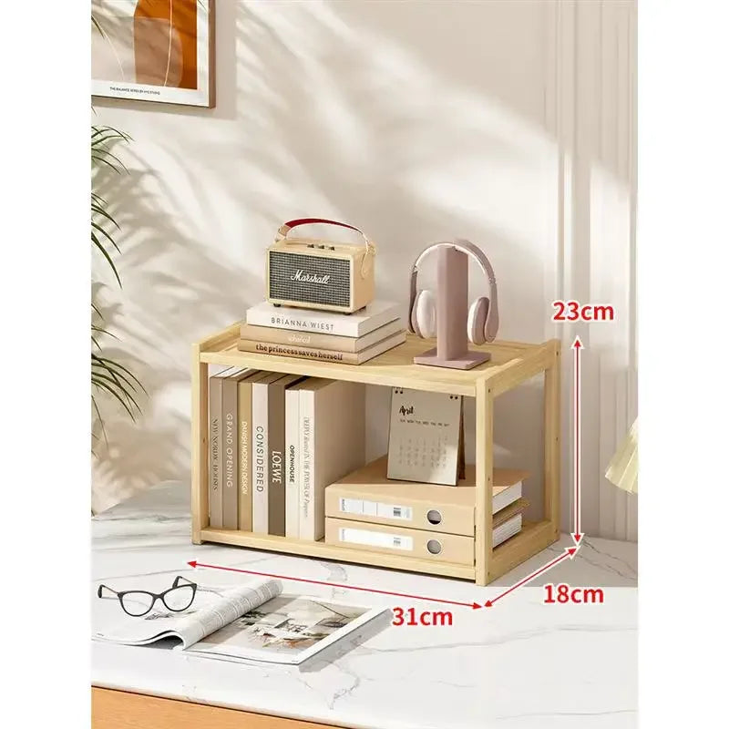 Wooden 3-layer desktop storage rack stationery organizer multifunctional office desk accessories school supplies