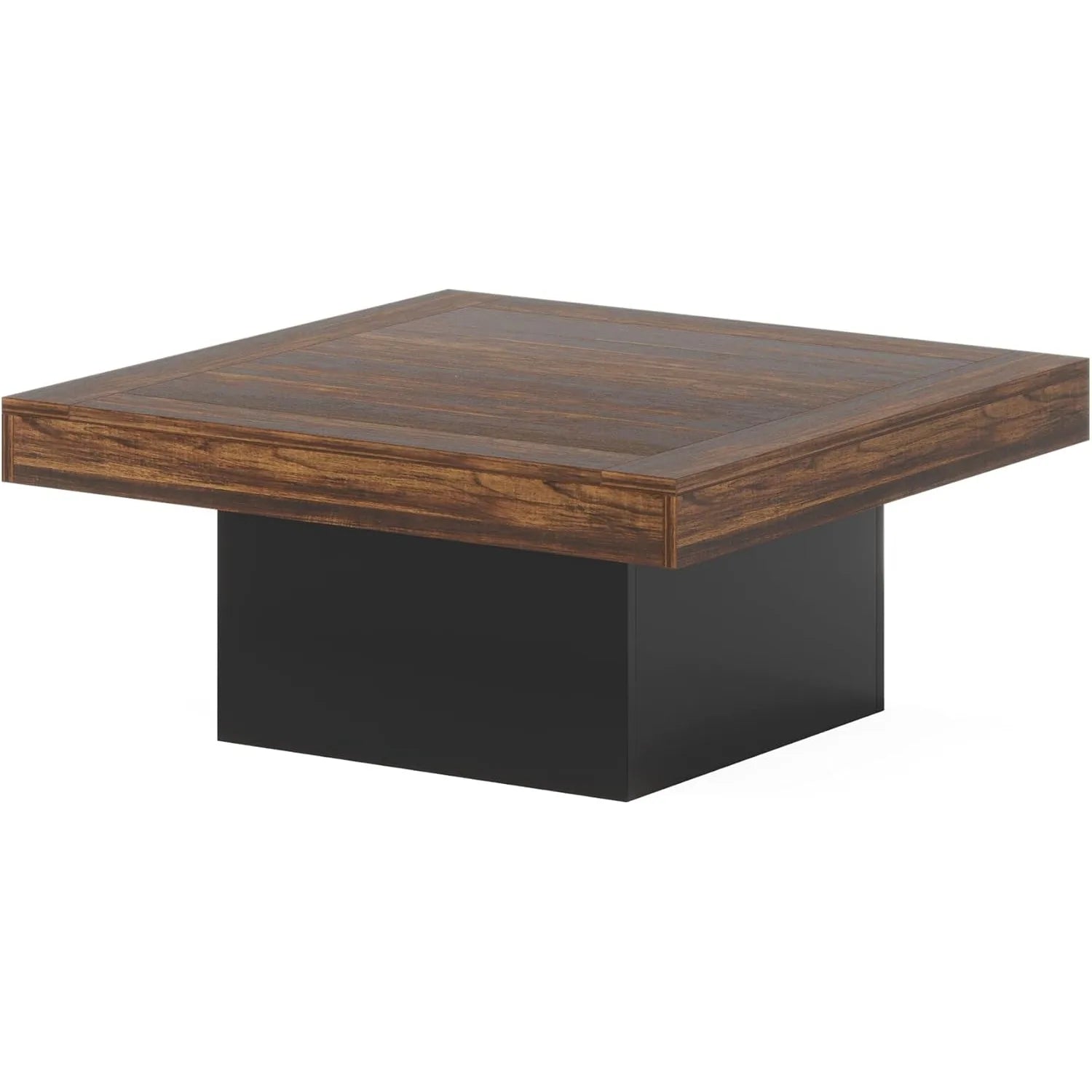 Farmhouse coffee table square led engineered wood low for living room - united states / brown