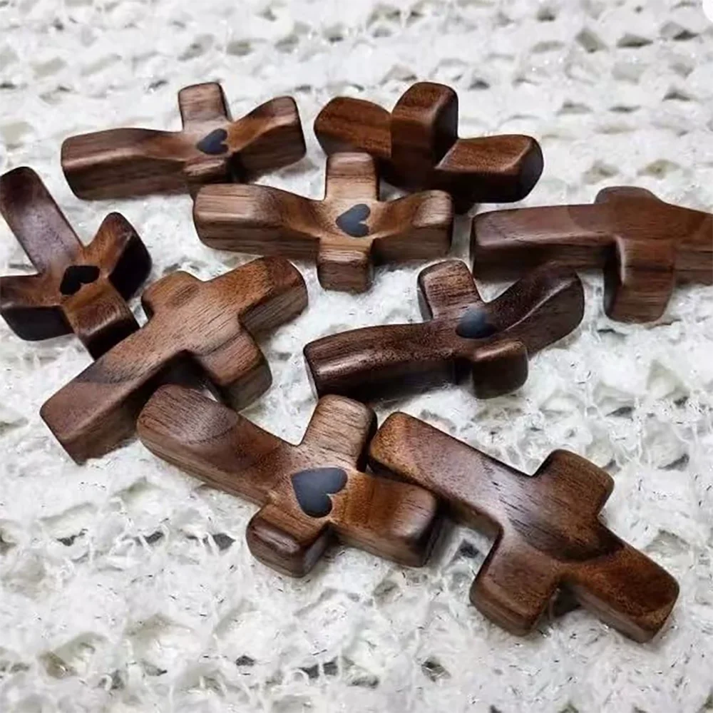 10pcs wooden cross decorations fidget for anxiety relief multi-functional spiritual symbols home and office - decorative