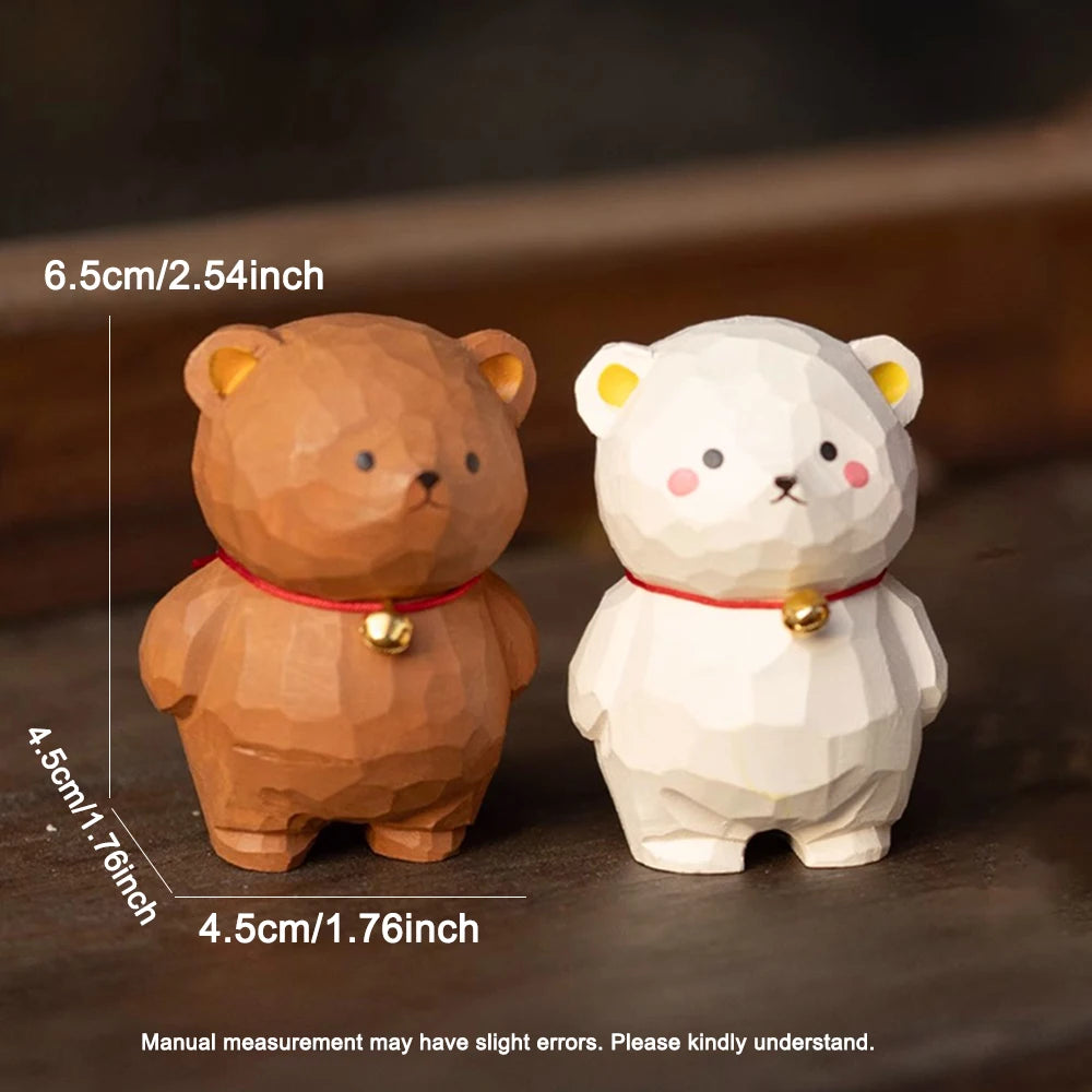 Christmas decorations bear cub handcrafted wood carving home decorations desk accessories room decor handmade ornaments