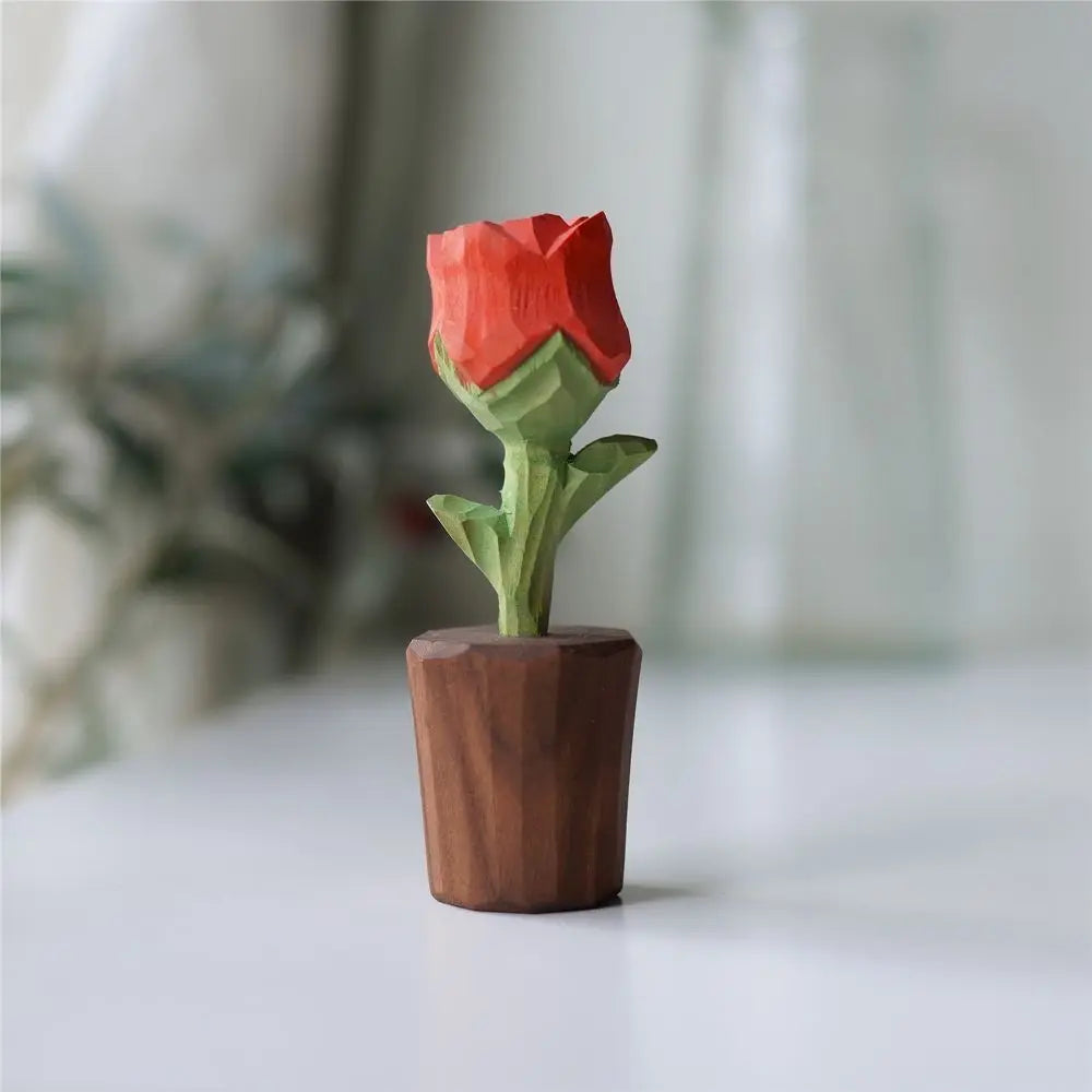 Rose wooden ornament car gift for classmates relatives elders couples creative light luxury home decor - decorative