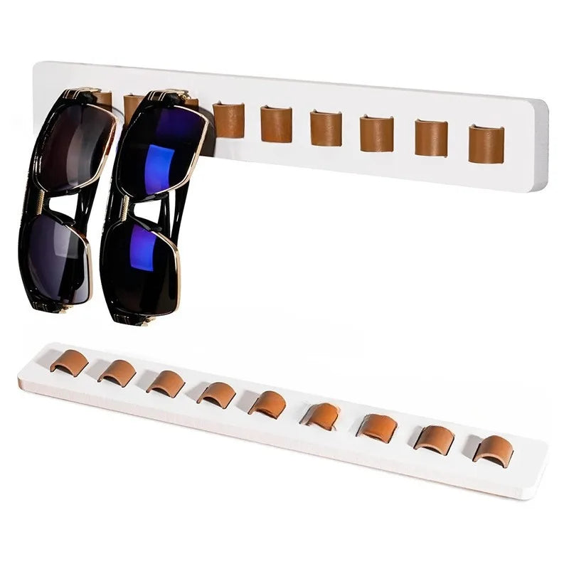 Wooden eyeglass storage rack wall mounted household sunglasses glasses display