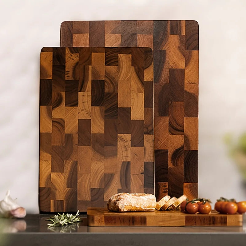 1pc large wood board - heavy-duty grain chopping leaf camellia tree for meat cheese vegetables bread - 28x18cm