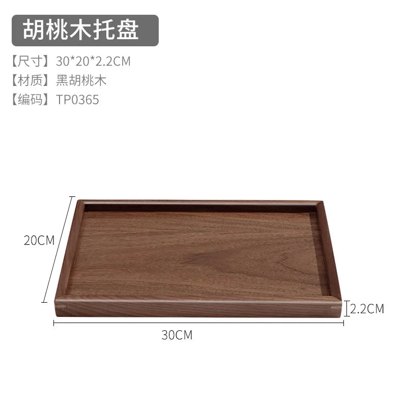 Scandinavian black walnut wood tray rectangular household tea fruit plate high value dinner - tp0365