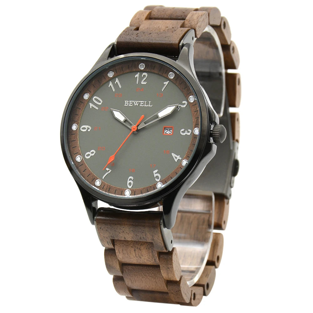 Alloy wooden watches for men slim analog quartz minimalist wrist watch - 198a