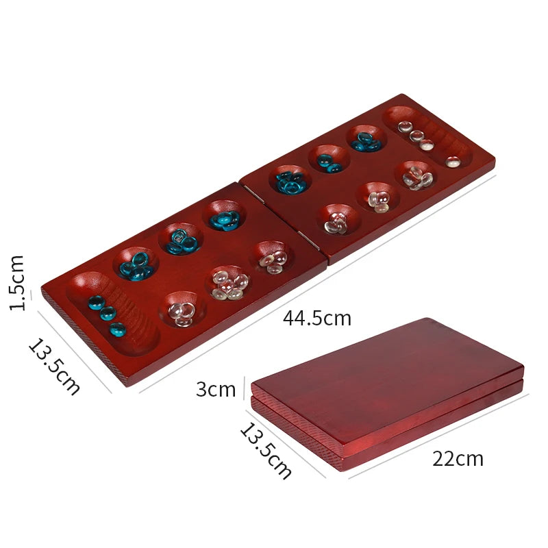 Chestnut pine foldable mancala board game - fun classic table with wooden for adults & kids - nolock