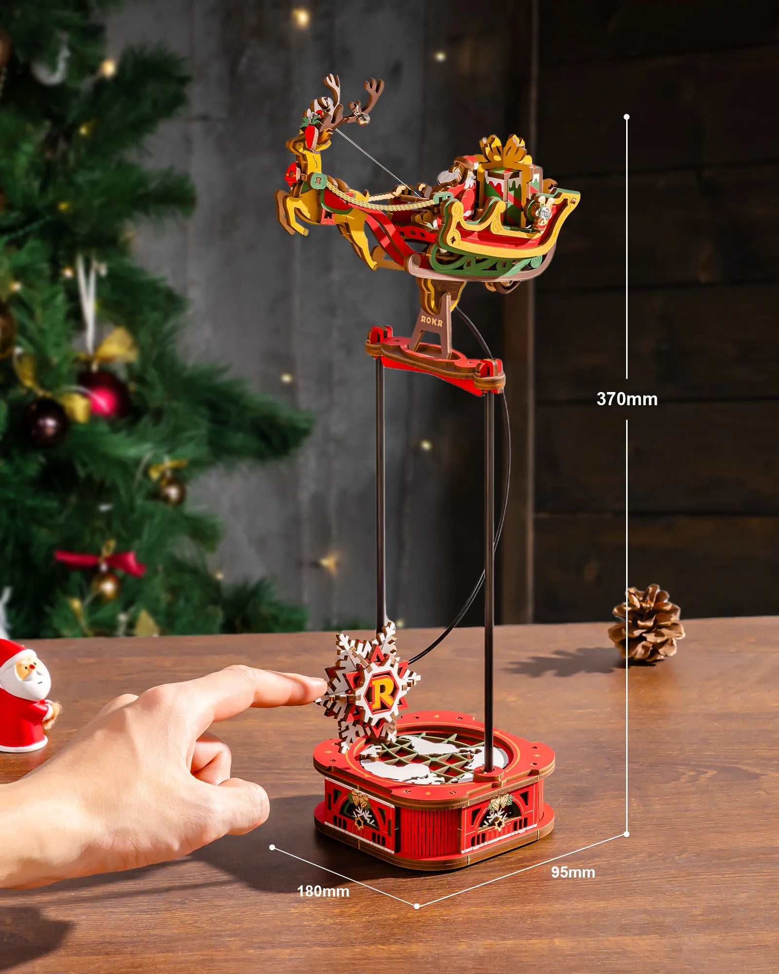 Rokr santa on sleigh gravity pendulum 3d wooden puzzle perpetual motion toy swinging desk decor unique christmas gift