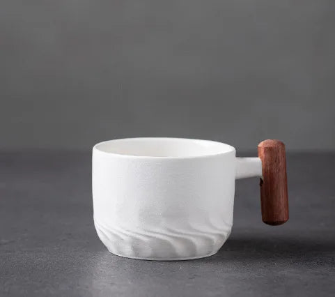 Creative handmade exquisite coffee cup vintage with wooden handle mug cups mugs drinkware kitchen dining bar home - d