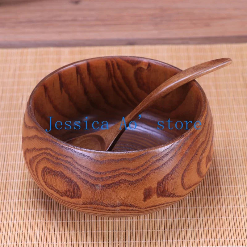 14-18cm natural acacia wood bowl large salad solid big for soup noodles japanese tableware bowls