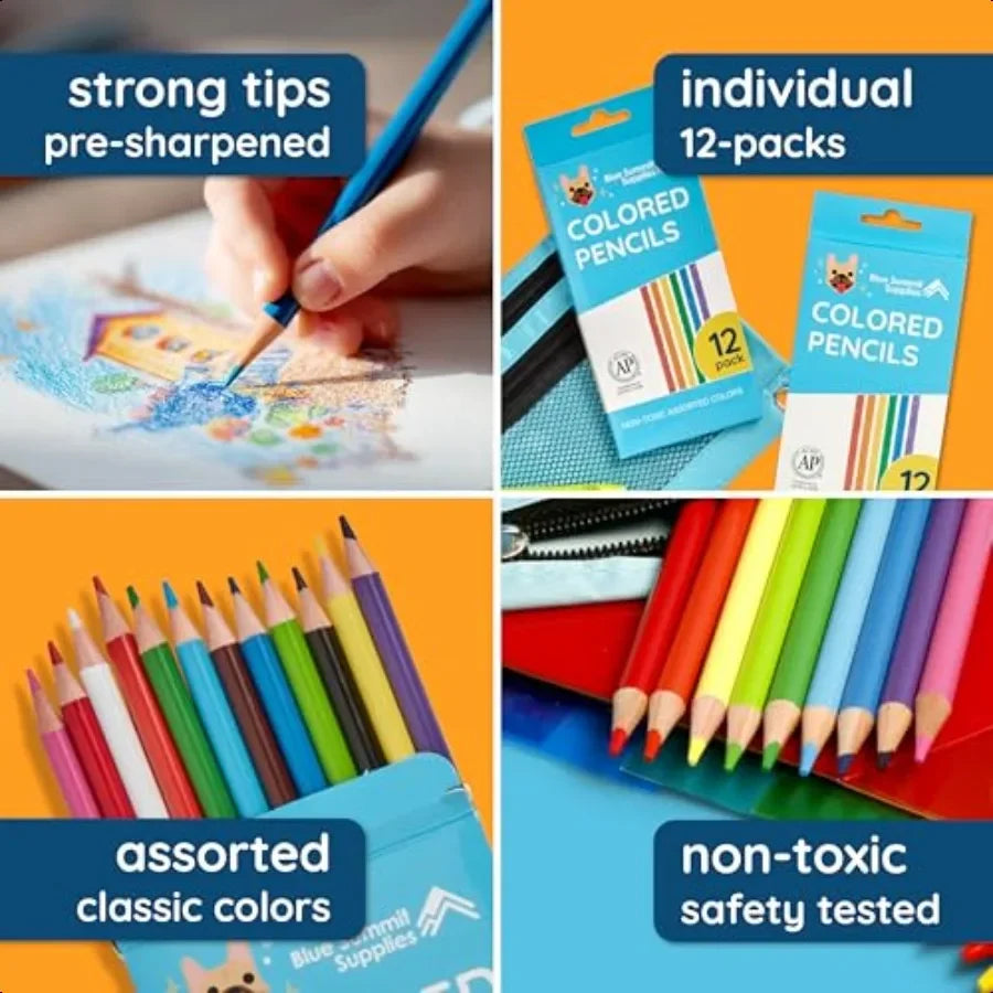 144 colored pencils bulk classroom pencil for sharpened coloring assorted colors 12 count boxes total boxes - united