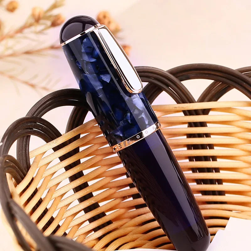 Majohn q1 mini wood/acrylic transparent pocket-size eyedropper fountain pen iridium long knife nib portable ink writing