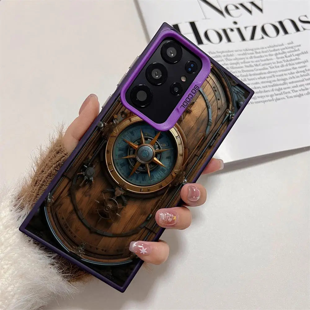 Wooden board case for galaxy s25 s24 s23 s22 s21 s20 ultra/ fe/plus shock-proof rear cover anti-fingerprint - zis3