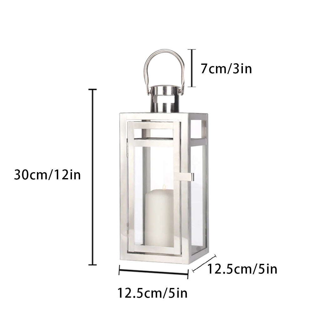 Stainless steel candle holder lanterns rose gold hanging lantern candlestick light for indoor outdoor weddings party
