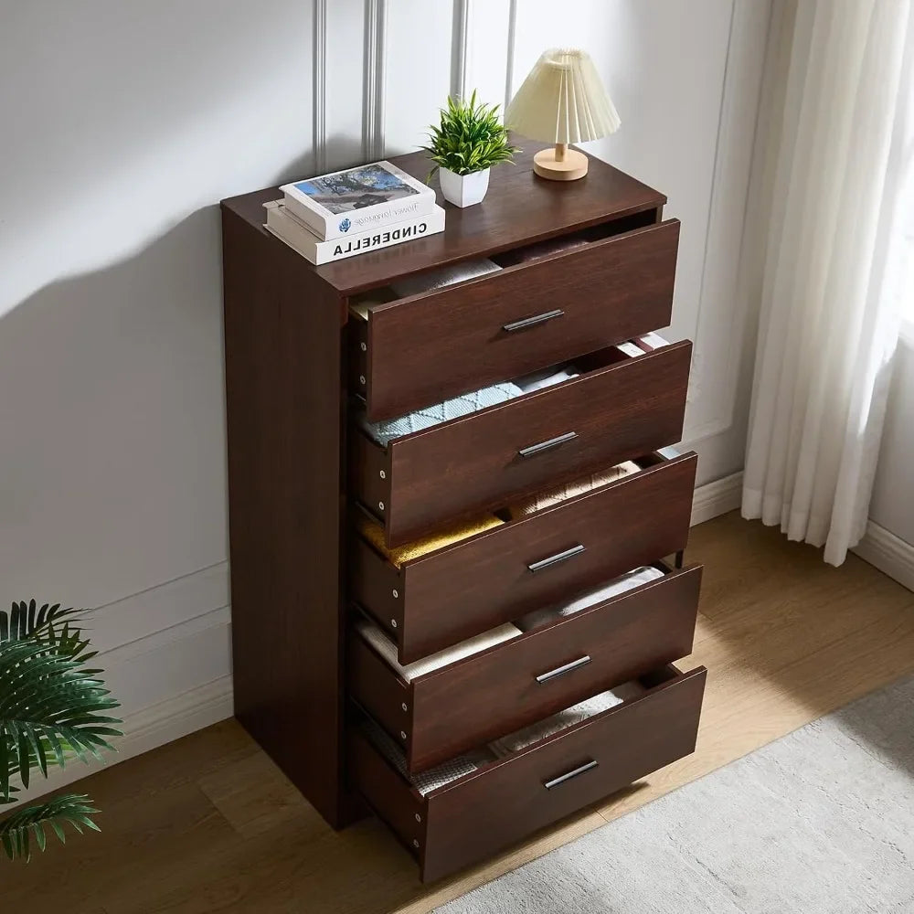 Dark cherry dresser for bedroom 5 drawer dressers & chests of drawers modern wood 47 inches tall chest